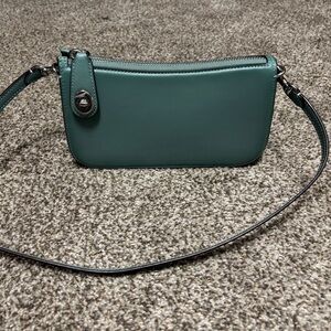 Elegant Teal Blue Coach hand bag Wristlet